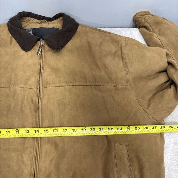 Weatherproof Tan Contrast Collar Micro Suede Barn Jacket XXL Chore Coat Work Zip - Picture 9 of 11